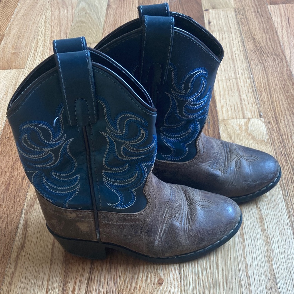Kids Western Cowboy Boots - Brown and Blue